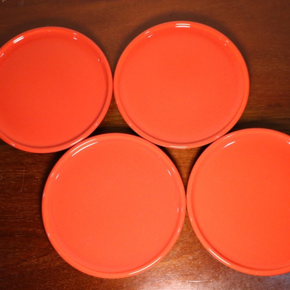 Vintage Waechtersbach Red West Germany Salad Plates - Set of 4 / 7.75" Across - Picture 3 of 6